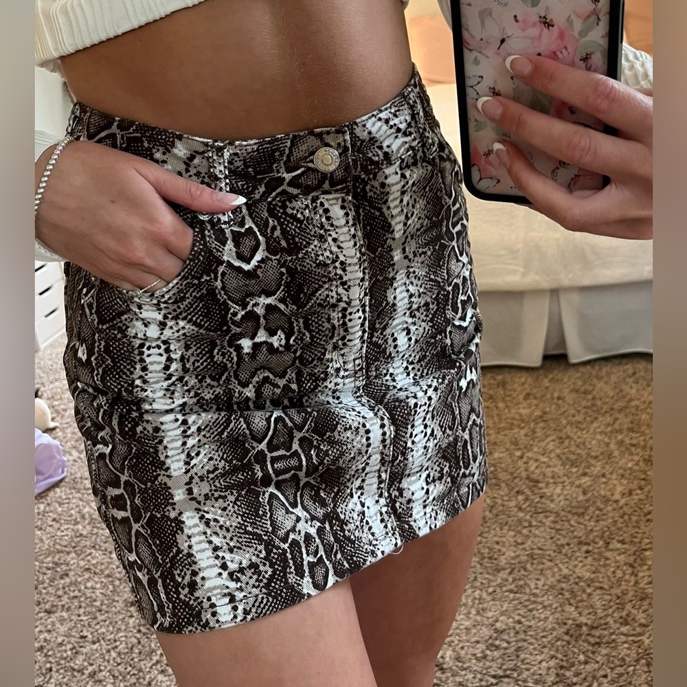 Topshop Moto snakeskin mini skirt